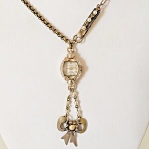 VTG‎ Watch  Necklace Wedding Pendant Gold Tone Steampunk Handmade 2 Victorian